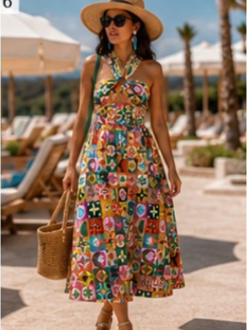 NWT CeliaB Narmada Halter Midi Dress M Resort Vacation Wedding Guest Luxe
